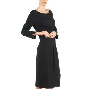 Molly Bracken Classic Black Long Sleeve knitted boat neck Sheath Dress